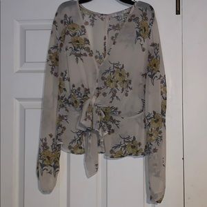 floral tie blouse